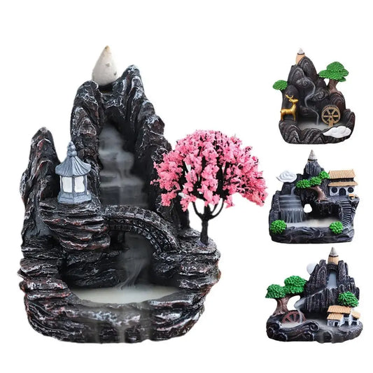 Mini Resin Backflow Waterfall Incense Holder – Tranquil Aromatherapy Decor