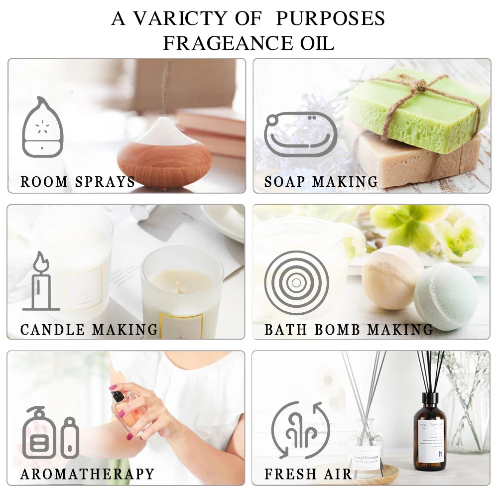 MAYJAM 10ml with Dropper 35 Flavor Essential Oils Vanilla Grapefruit Frankincense Jasmine Oil For Homemade Candle Bath Ball