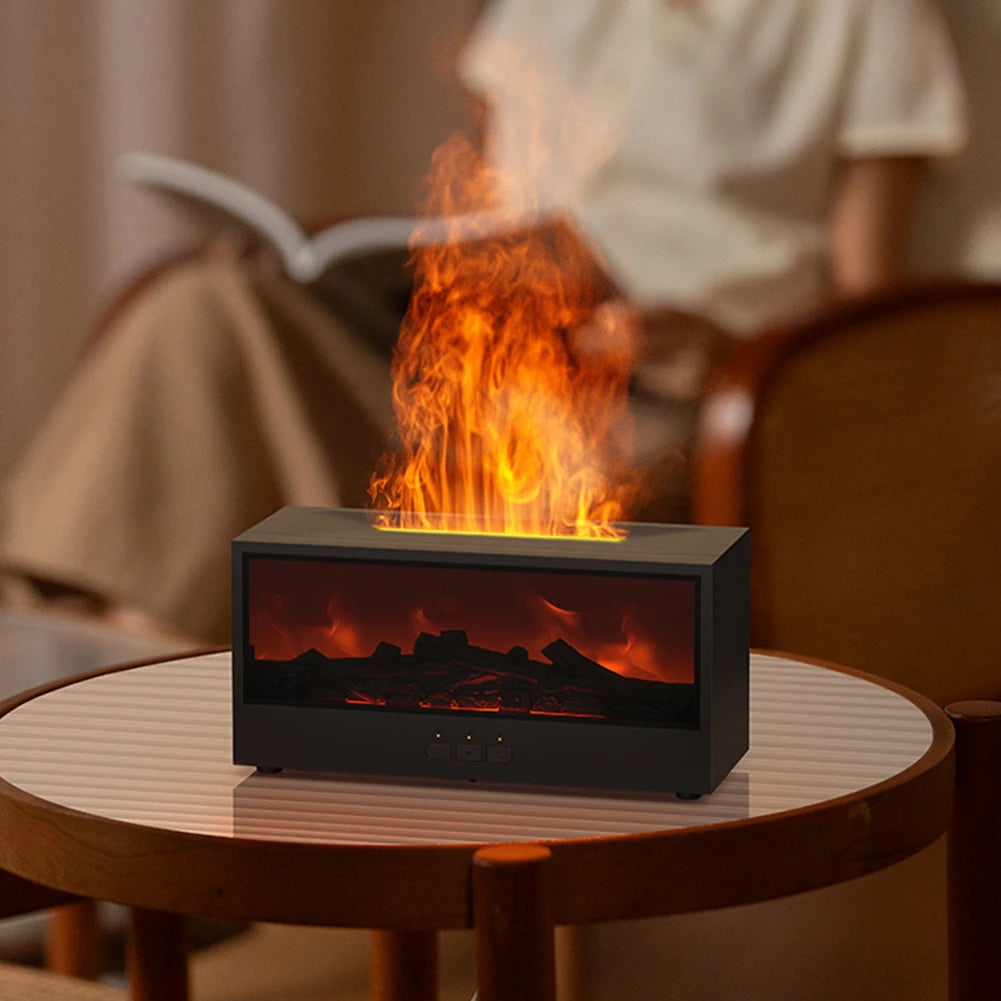 Creative Fireplace Air Humidifier Waterless Auto-Off Aroma Essential Oil Diffuser with Remote & Realistic Fireplace Night Light
