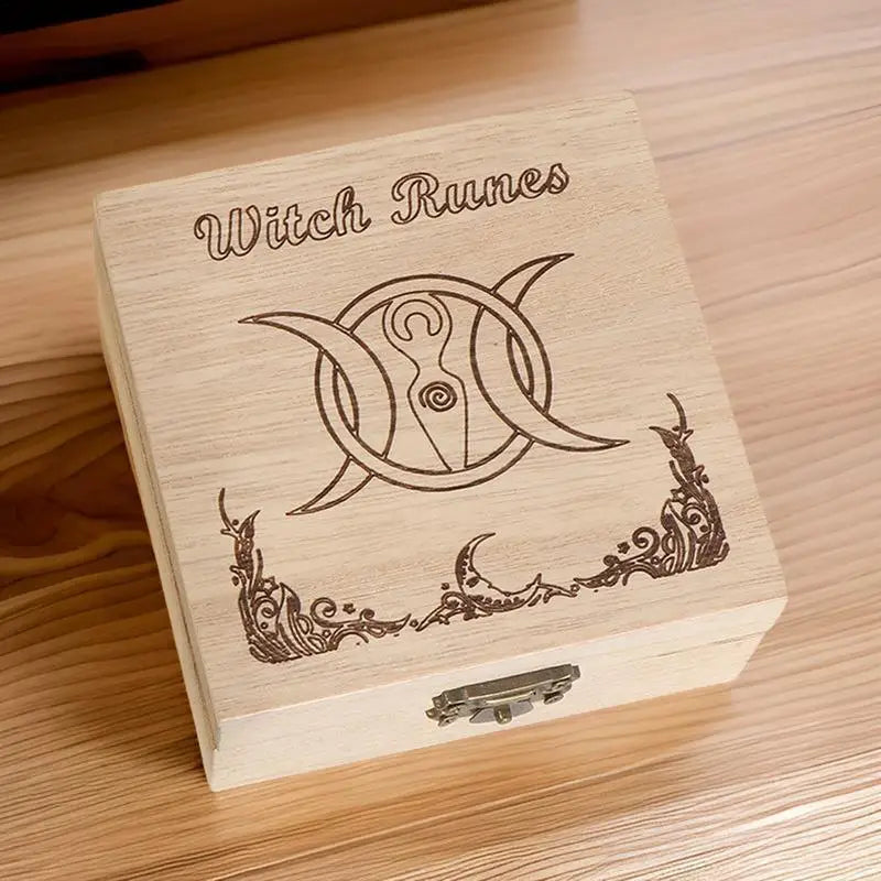 13-Piece Witches Runes Set – Wooden Divination Tool for Spiritual Growth