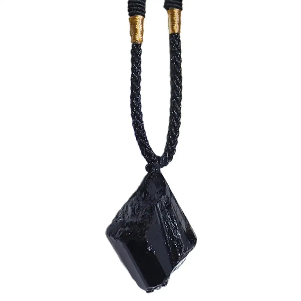 Black Tourmaline Necklace – Natural Crystal Cosmic Pendant with Protective Energy