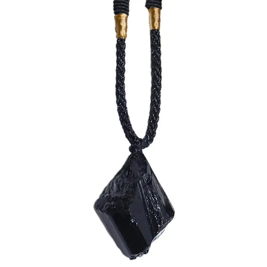 Black Tourmaline Necklace – Natural Crystal Cosmic Pendant with Protective Energy