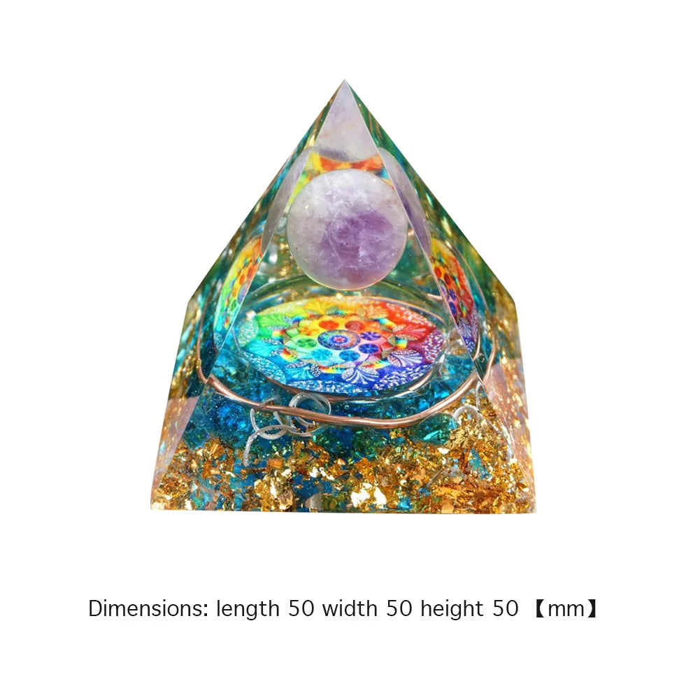Natural Tiger Eye Orgonite Pyramid Healing Crystals Energy Generator Reiki Chakra Multiplier Orgone Amethyst Meditation Stone5X5