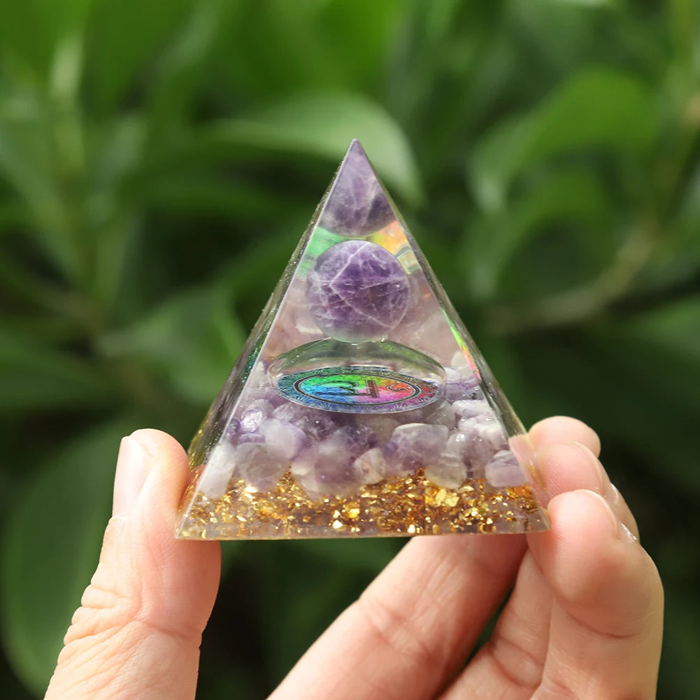 Natural Tiger Eye Orgonite Pyramid Healing Crystals Energy Generator Reiki Chakra Multiplier Orgone Amethyst Meditation Stone5X5