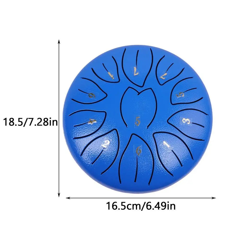 Portable 6-Inch Rain Drum Instrument with 11 Notes – Ethereal Steel Tongue Drum for Meditation and Music Education