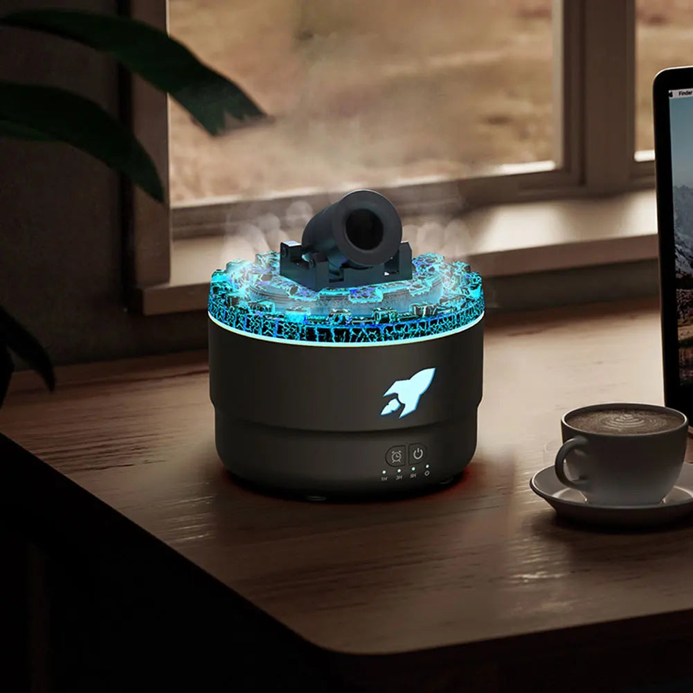Volcanic Crack Light Cannons Humidifier Essential Oil Diffuser Air Humidifier with Timer for Home Bedroom Office w/ Night Light