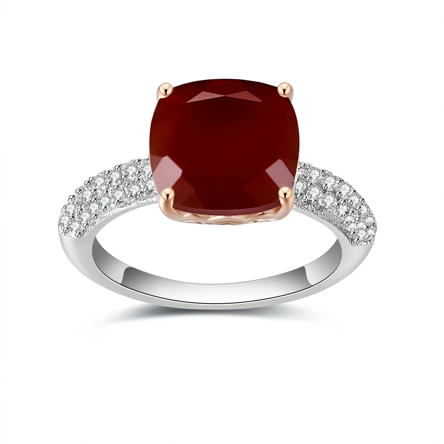 925 Sterling Silver Natural Rose Quartz Gemstone Ring