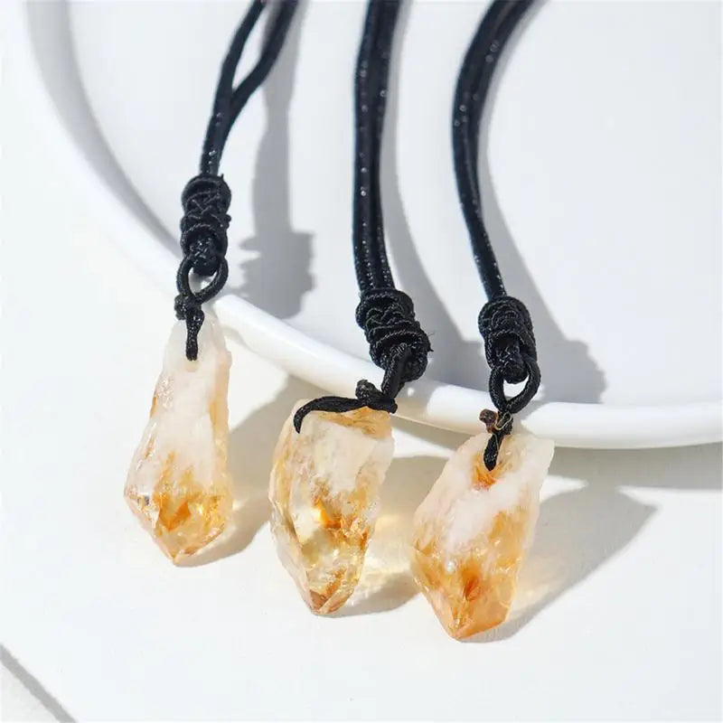 Irregular Natural Raw Citrine Stone Necklace – Healing Crystal Pendant