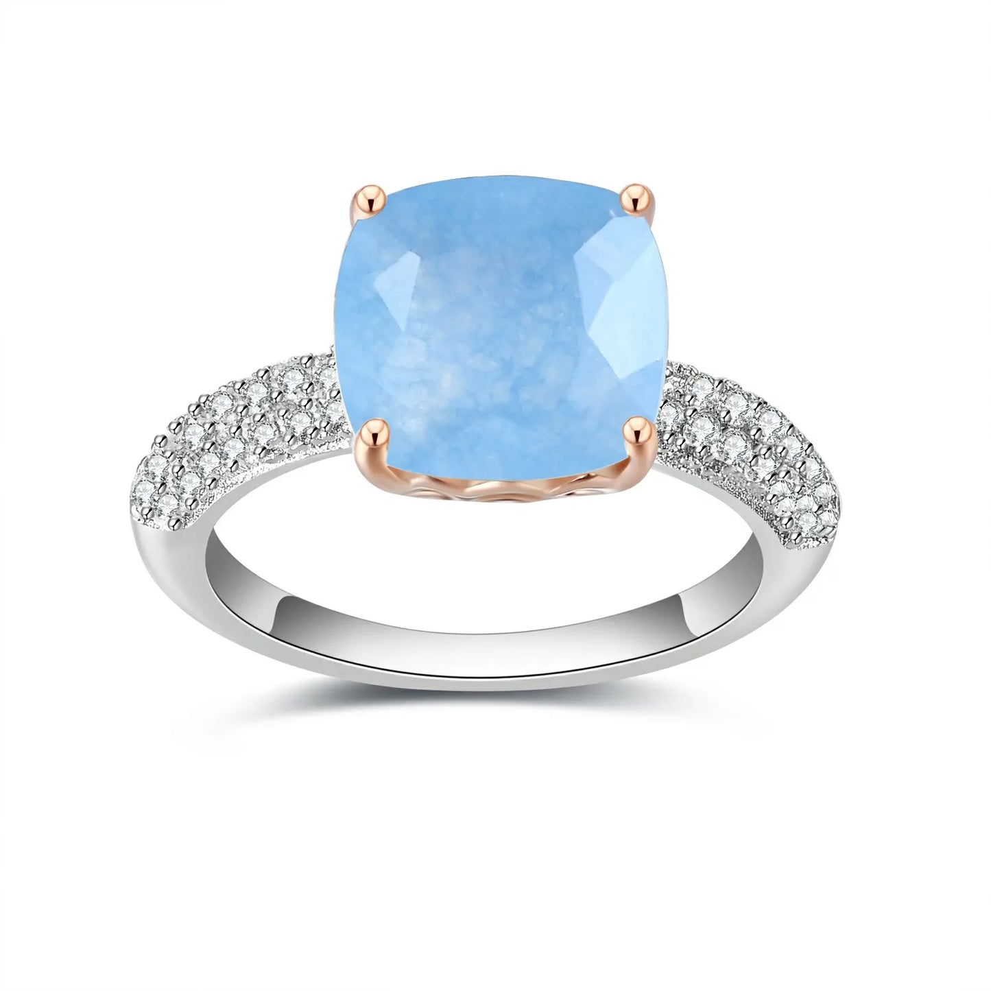 925 Sterling Silver Natural Rose Quartz Gemstone Ring
