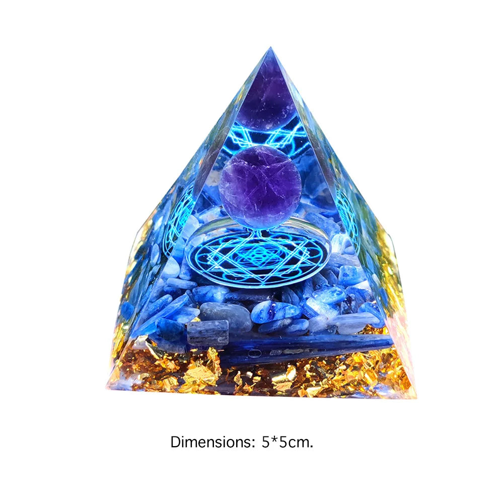 Natural Tiger Eye Orgonite Pyramid Healing Crystals Energy Generator Reiki Chakra Multiplier Orgone Amethyst Meditation Stone5X5