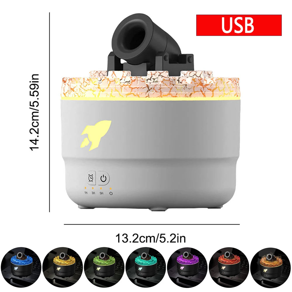 Volcanic Crack Light Cannons Humidifier Essential Oil Diffuser Air Humidifier with Timer for Home Bedroom Office w/ Night Light