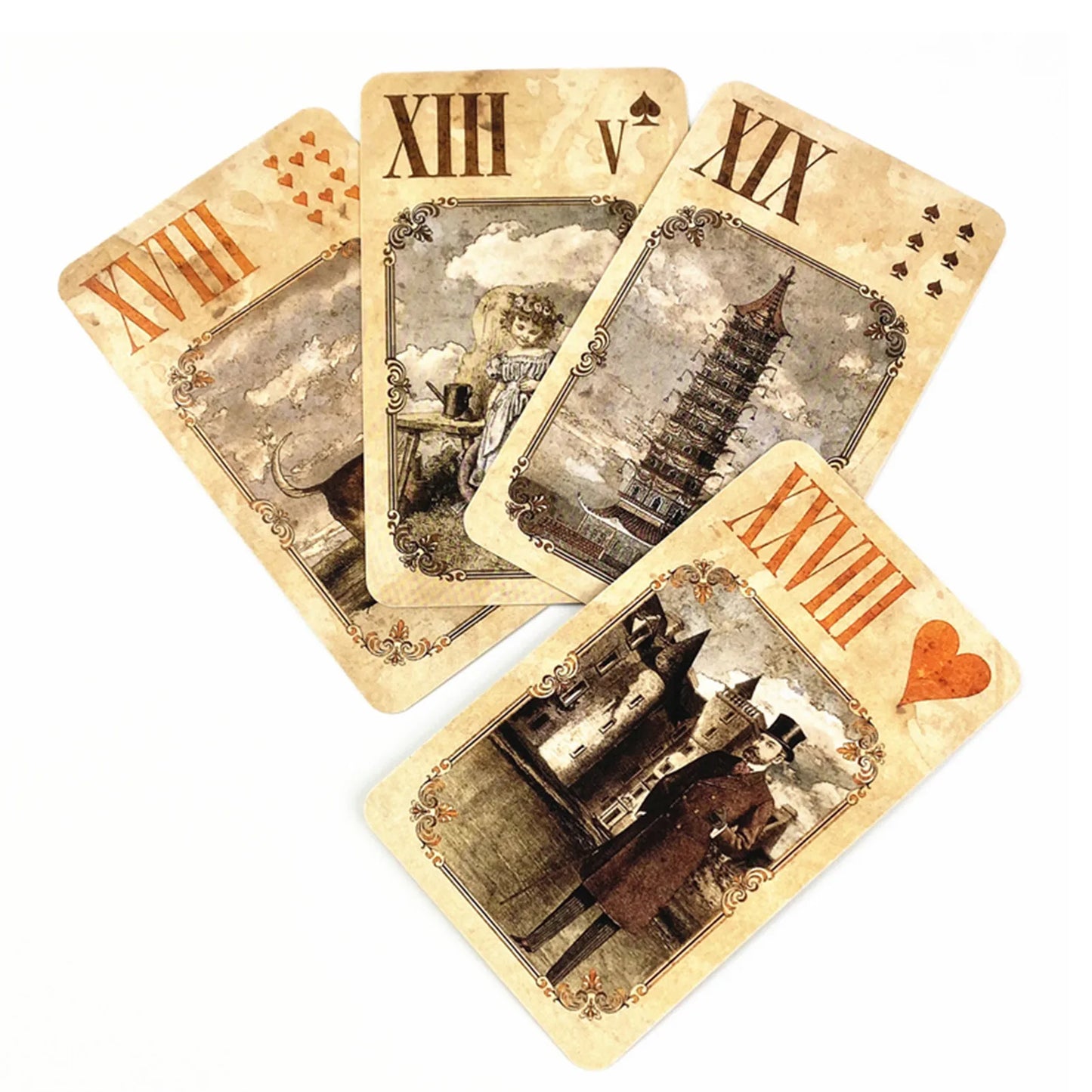 Lothrop Lenormand Coloured Divination Cards – Poker-Size Retro Vintage Oracle Deck