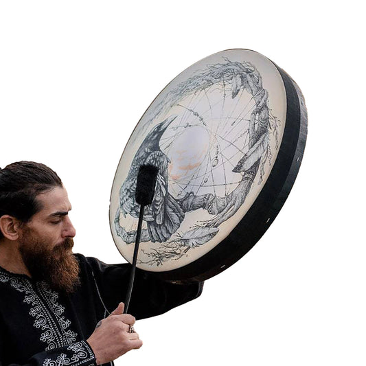 Handmade Shaman Drum Tree-of-Life Siberian Drum – Sound Healing Instrument for Spiritual Rituals