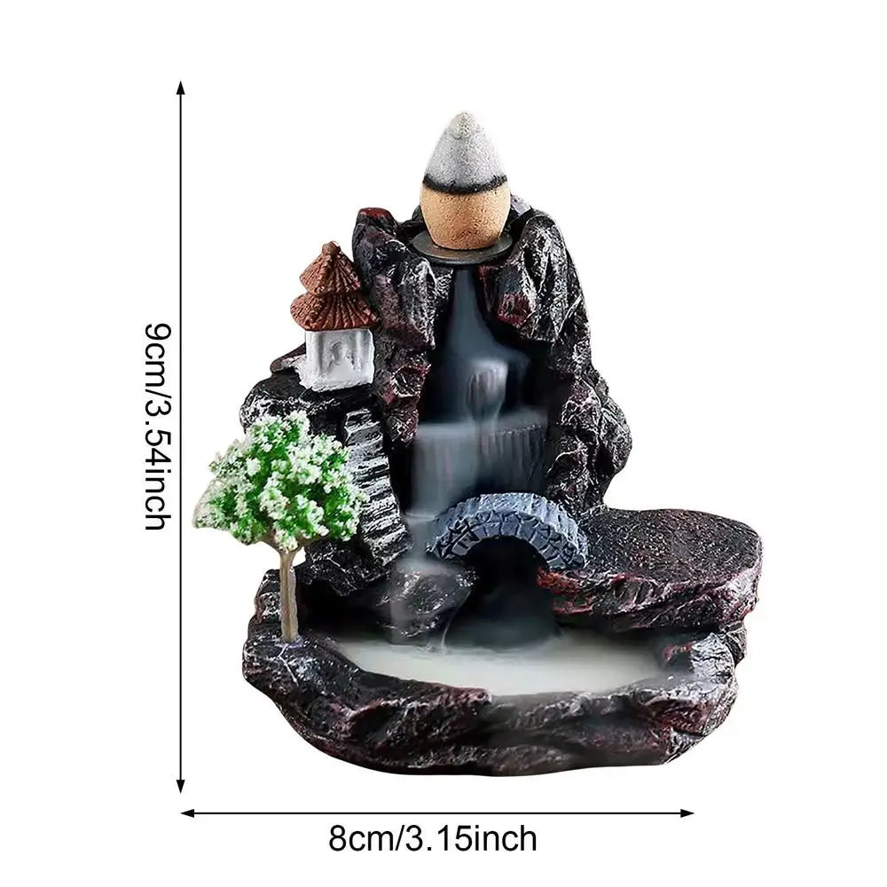 Resin Backflow Incense Burner Waterfall Tower – Mystical Aromatherapy Decor