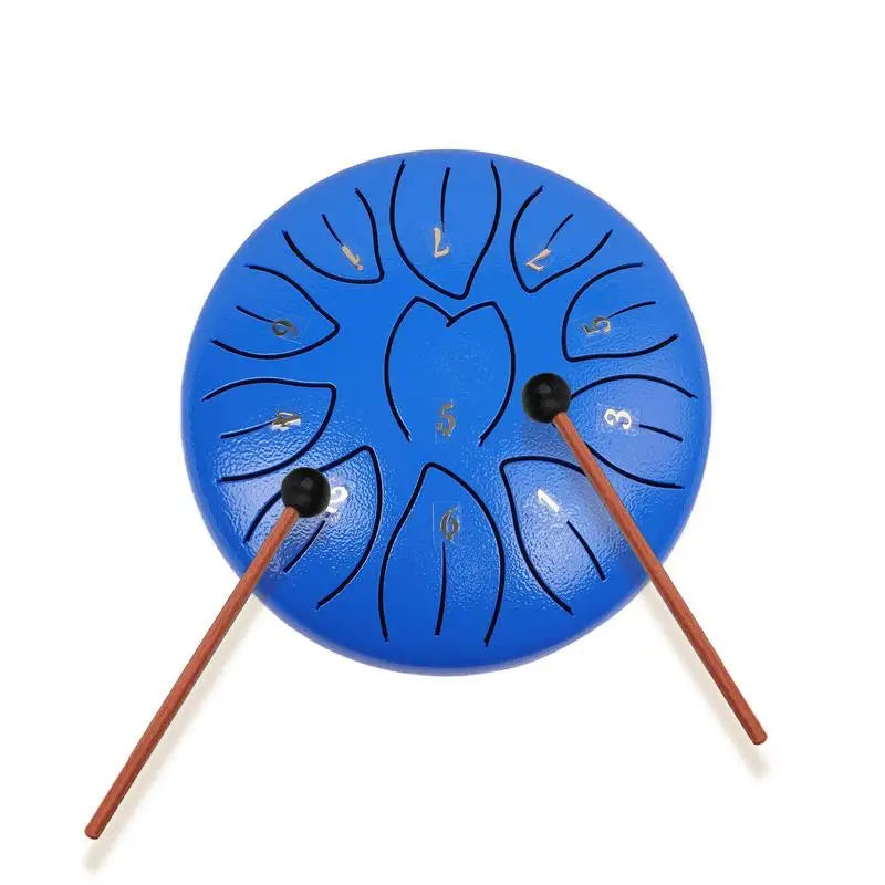 Portable 6-Inch Rain Drum Instrument with 11 Notes – Ethereal Steel Tongue Drum for Meditation and Music Education
