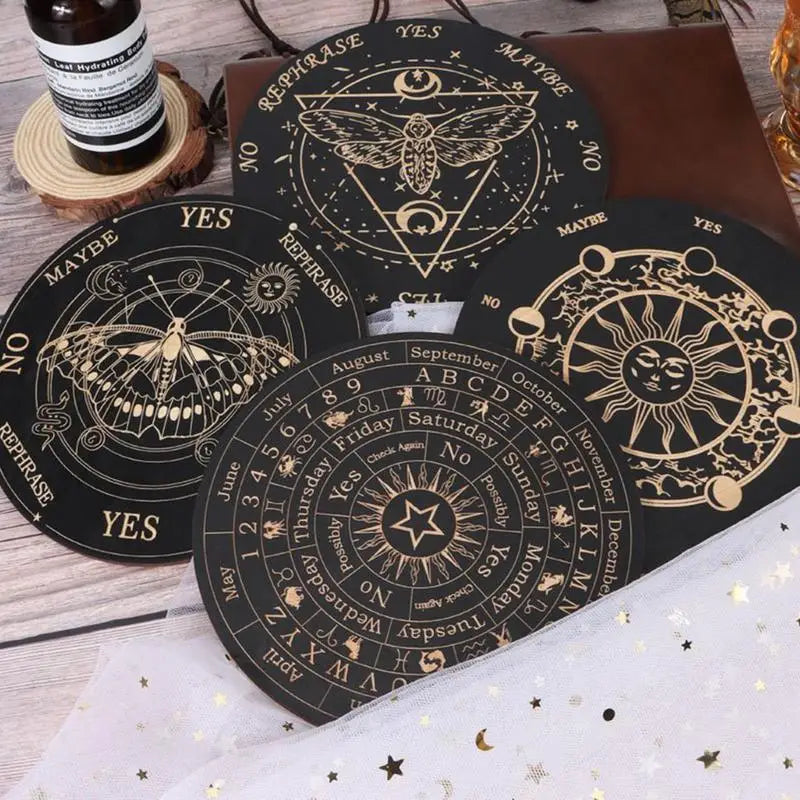 Mystodiac Star Pendulum Board – Wooden Dowsing Divination Board 15cm