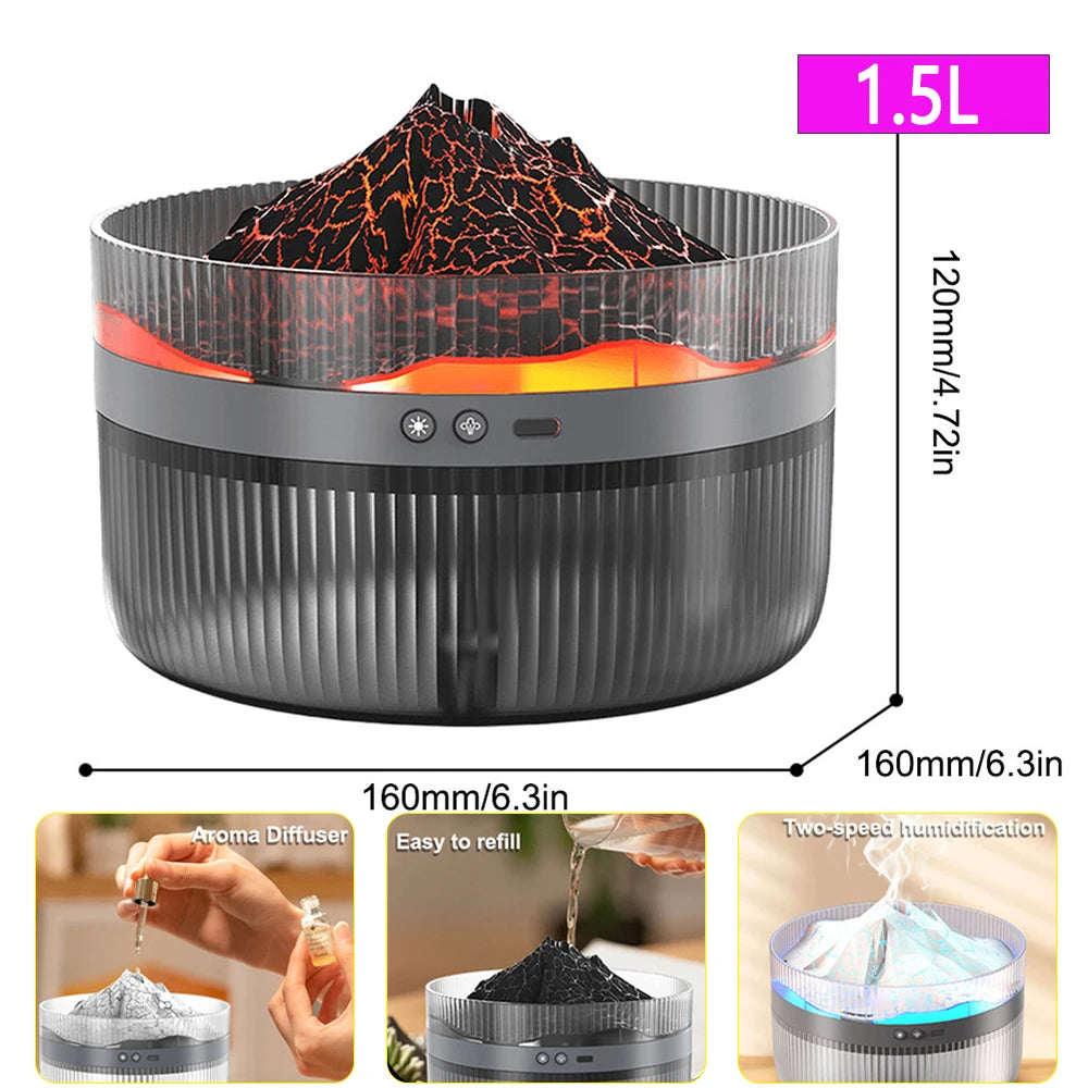 Volcanic Crack Light Cannons Humidifier Essential Oil Diffuser Air Humidifier with Timer for Home Bedroom Office w/ Night Light
