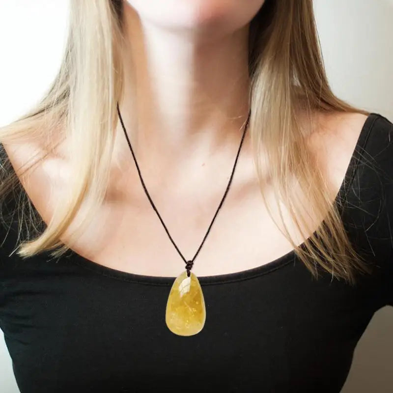 Natural Citrine Stone Water Drop Pendant – Reiki Necklace