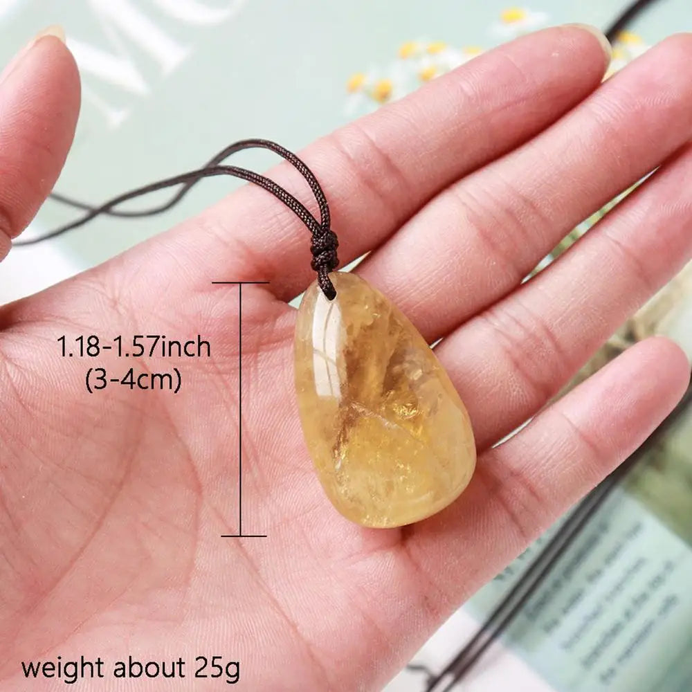 Natural Citrine Stone Water Drop Pendant – Reiki Necklace