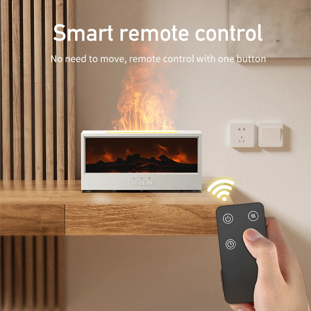 Creative Fireplace Air Humidifier Waterless Auto-Off Aroma Essential Oil Diffuser with Remote & Realistic Fireplace Night Light