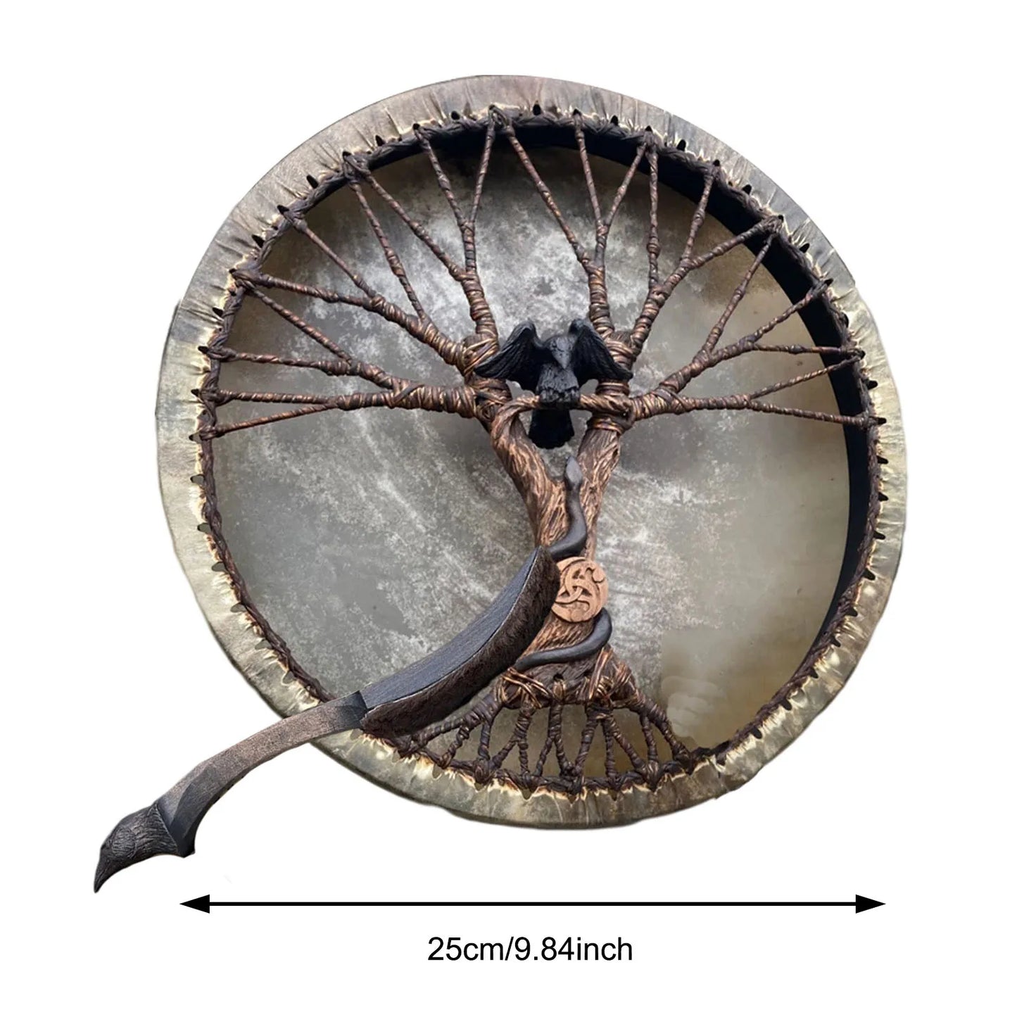 Handmade Shaman Drum Tree-of-Life Siberian Drum – Sound Healing Instrument for Spiritual Rituals