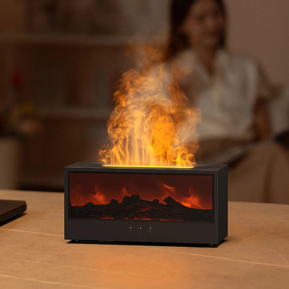 Creative Fireplace Air Humidifier Waterless Auto-Off Aroma Essential Oil Diffuser with Remote & Realistic Fireplace Night Light