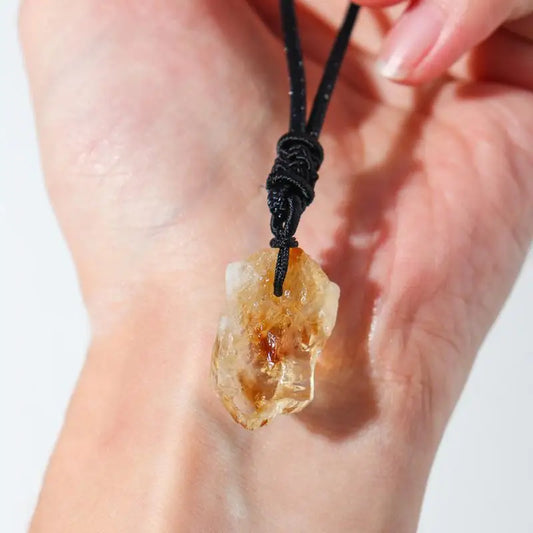 Irregular Natural Raw Citrine Stone Necklace – Healing Crystal Pendant