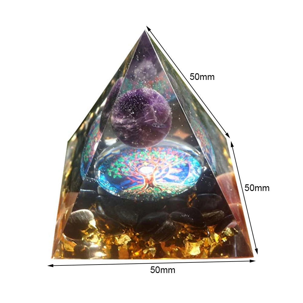 Natural Tiger Eye Orgonite Pyramid Healing Crystals Energy Generator Reiki Chakra Multiplier Orgone Amethyst Meditation Stone5X5