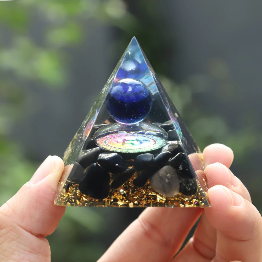 Natural Tiger Eye Orgonite Pyramid Healing Crystals Energy Generator Reiki Chakra Multiplier Orgone Amethyst Meditation Stone5X5