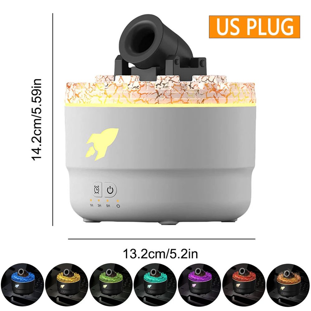 Volcanic Crack Light Cannons Humidifier Essential Oil Diffuser Air Humidifier with Timer for Home Bedroom Office w/ Night Light