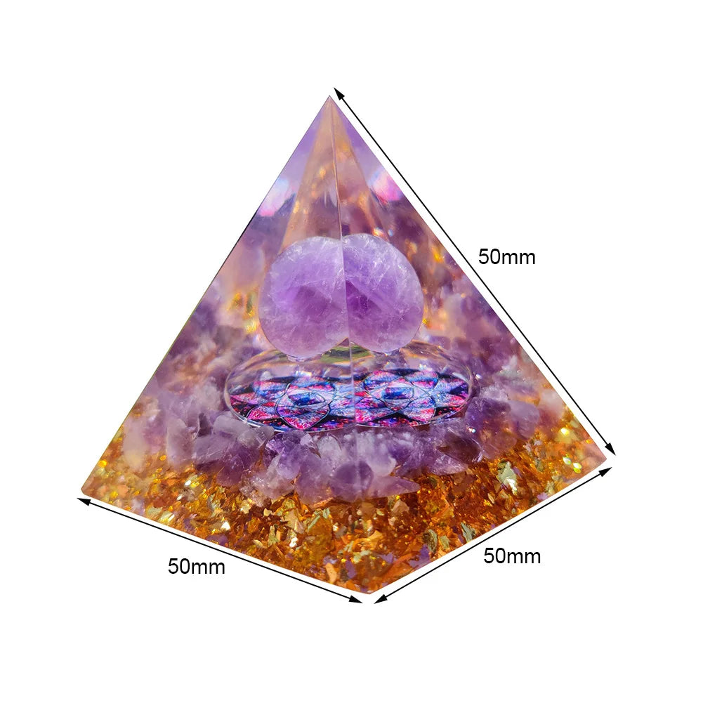 Natural Tiger Eye Orgonite Pyramid Healing Crystals Energy Generator Reiki Chakra Multiplier Orgone Amethyst Meditation Stone5X5