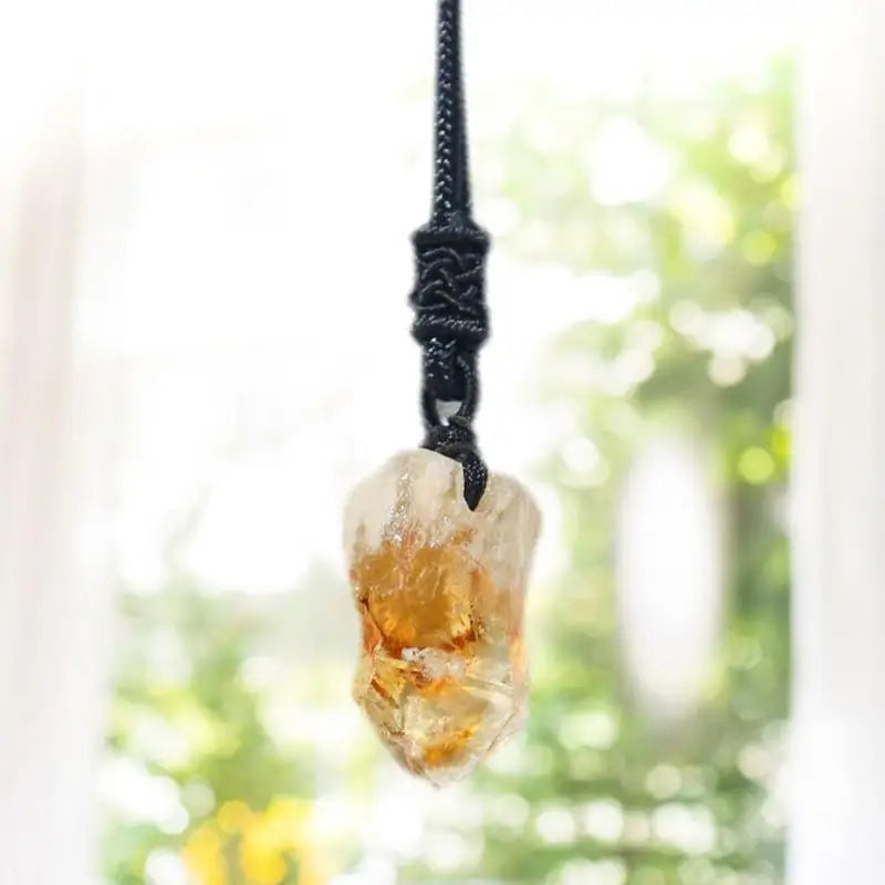 Irregular Natural Raw Citrine Stone Necklace – Healing Crystal Pendant