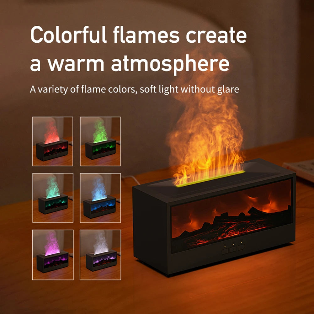 Creative Fireplace Air Humidifier Waterless Auto-Off Aroma Essential Oil Diffuser with Remote & Realistic Fireplace Night Light