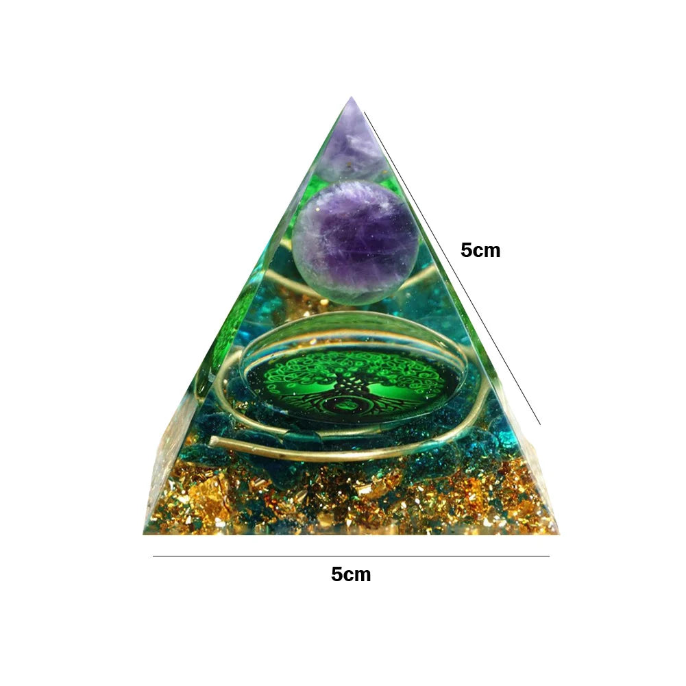 Natural Tiger Eye Orgonite Pyramid Healing Crystals Energy Generator Reiki Chakra Multiplier Orgone Amethyst Meditation Stone5X5