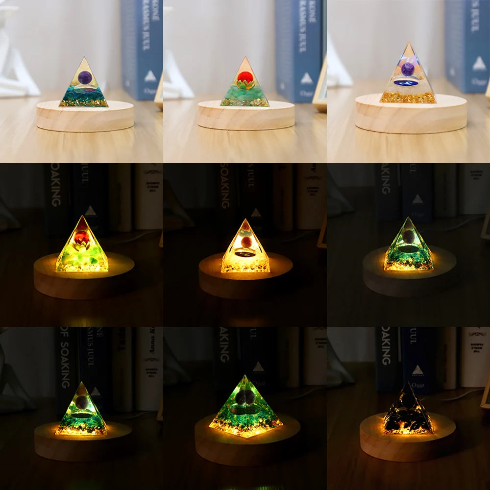 Natural Tiger Eye Orgonite Pyramid Healing Crystals Energy Generator Reiki Chakra Multiplier Orgone Amethyst Meditation Stone5X5