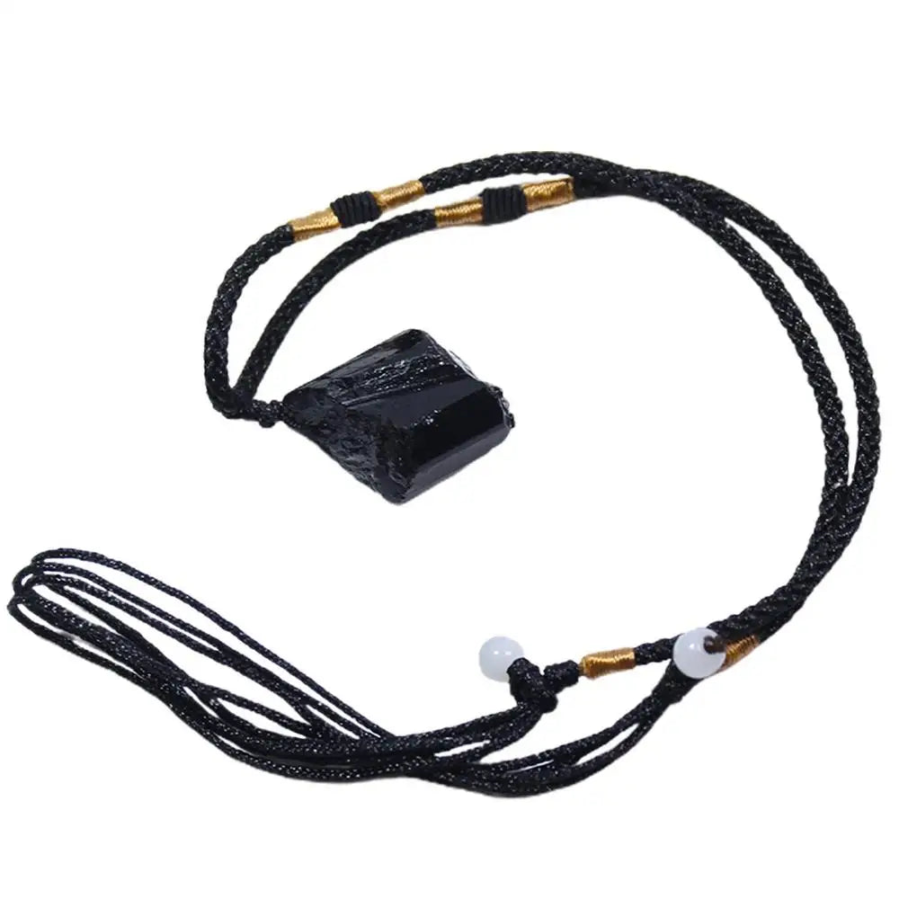 Black Tourmaline Necklace – Natural Crystal Cosmic Pendant with Protective Energy
