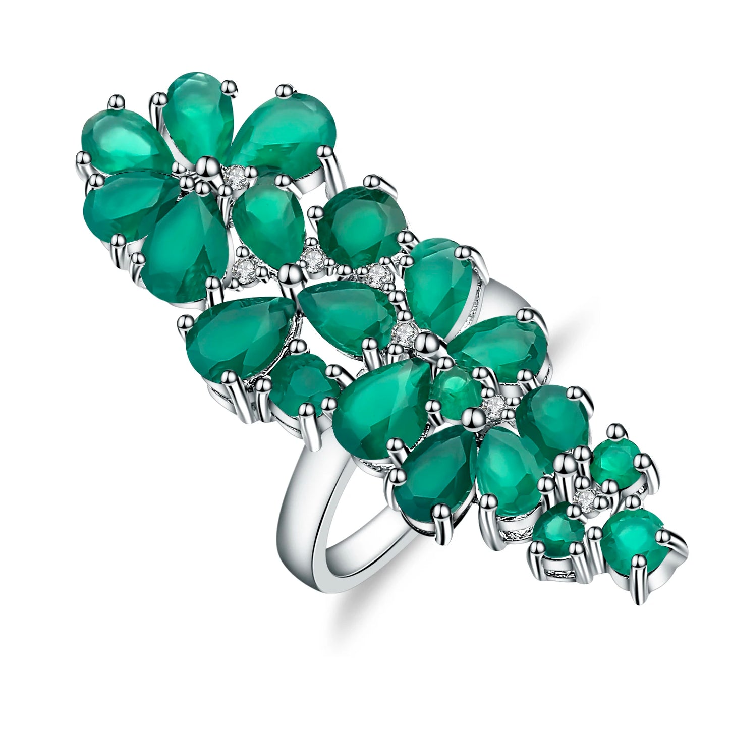 925 Sterling Silver London Blue Topaz Plant Ring