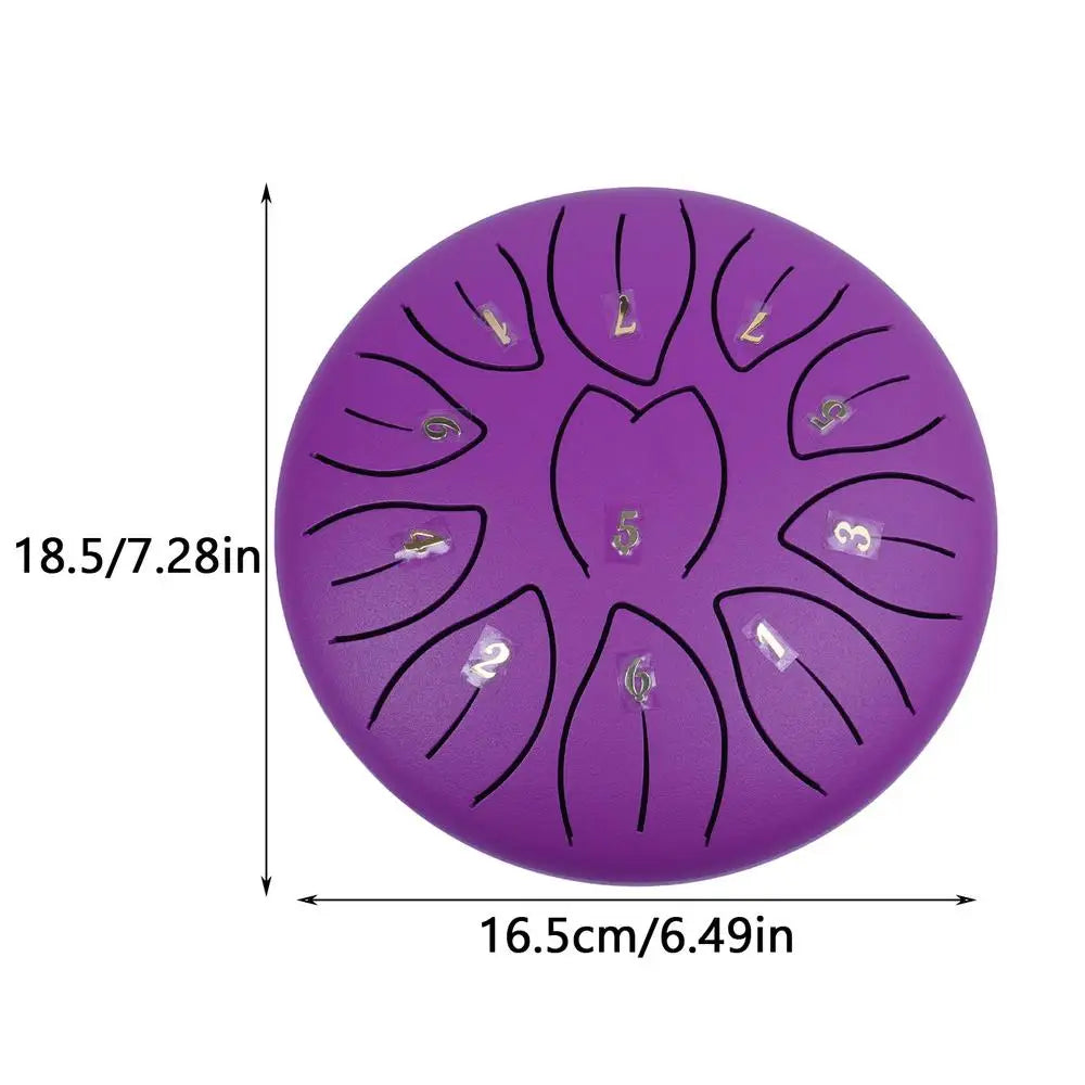 Portable 6-Inch Rain Drum Instrument with 11 Notes – Ethereal Steel Tongue Drum for Meditation and Music Education