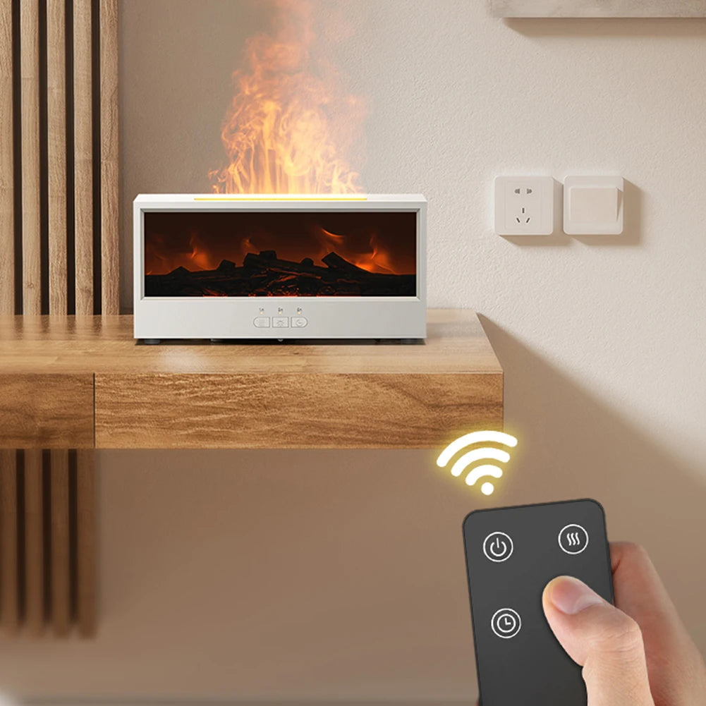Creative Fireplace Air Humidifier Waterless Auto-Off Aroma Essential Oil Diffuser with Remote & Realistic Fireplace Night Light