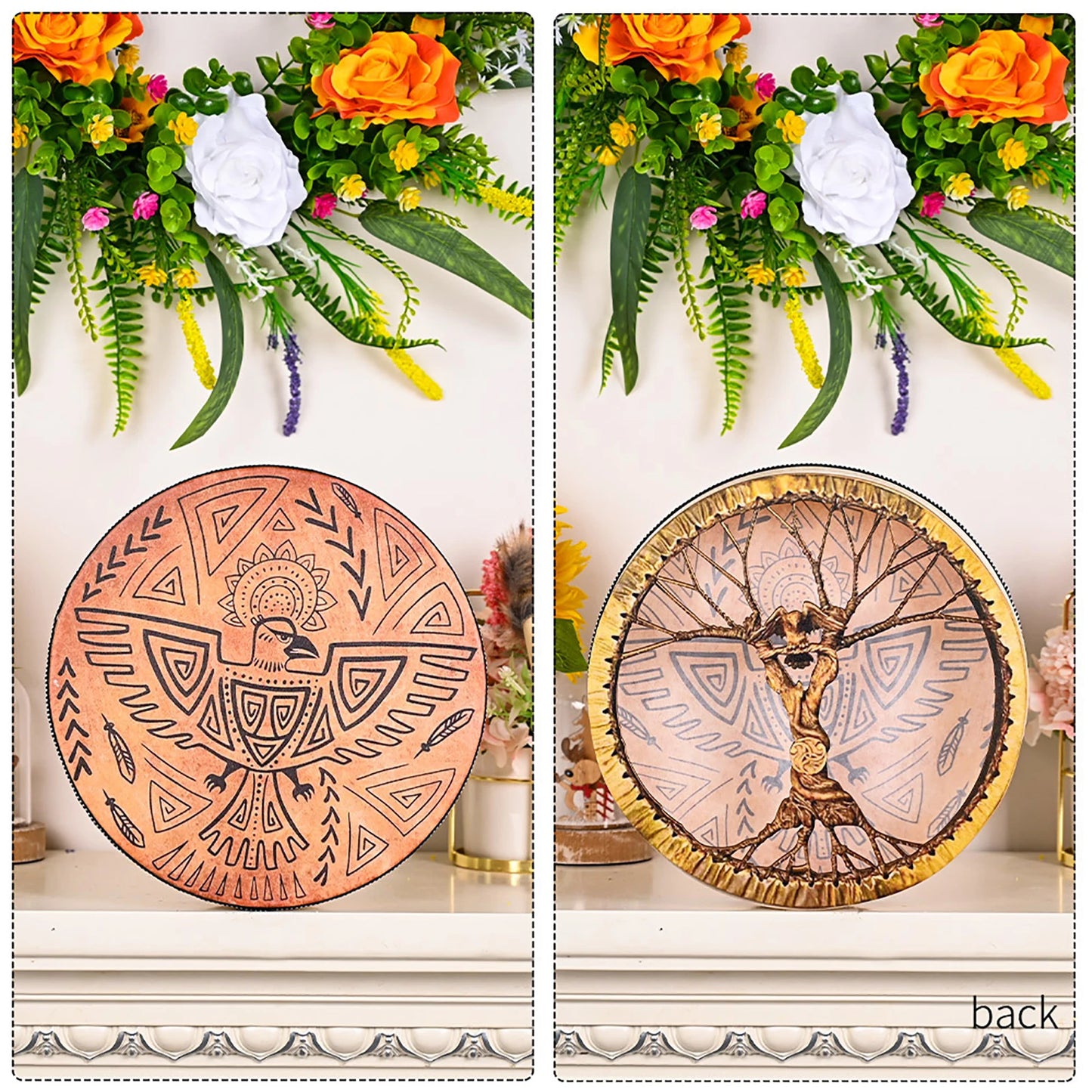 Hand Drum Shamanic Drum with 3D Tree Shape – Sound Healing Totem for Meditation
