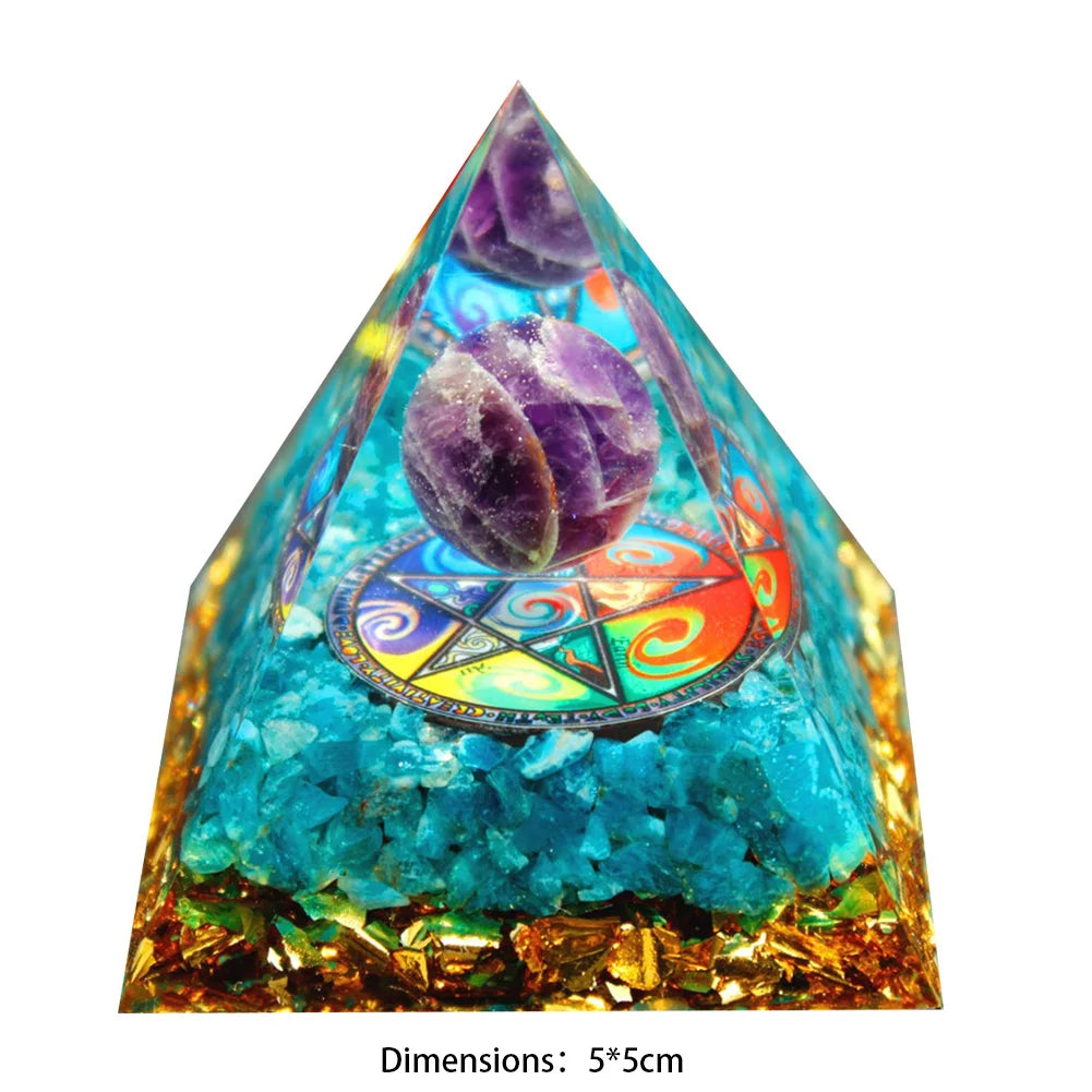 Natural Tiger Eye Orgonite Pyramid Healing Crystals Energy Generator Reiki Chakra Multiplier Orgone Amethyst Meditation Stone5X5