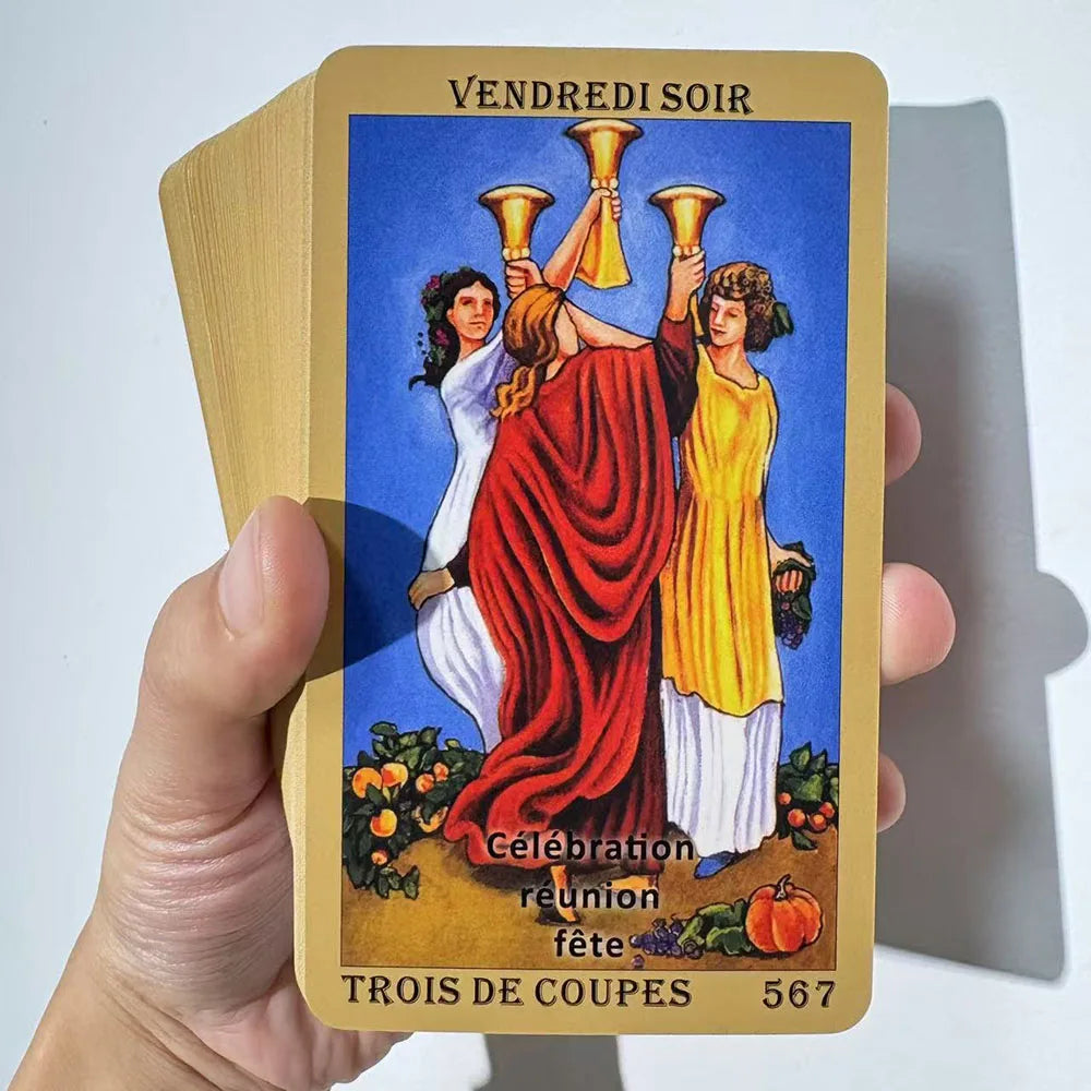 Classic French Tarot Deck – 78 Cards with Keywords for Time Revelation