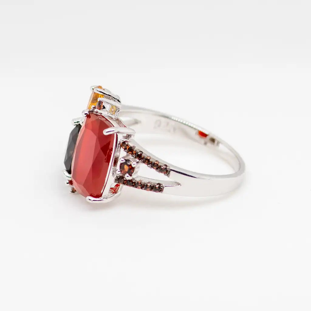 925 Sterling Silver Carnelian Ring, 10x12mm Geometric, Handmade Engagement Gift, Spiritual Modern Jewelry