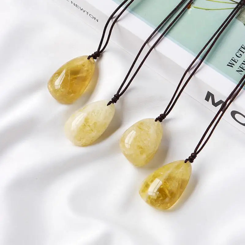 Natural Citrine Stone Water Drop Pendant – Reiki Necklace