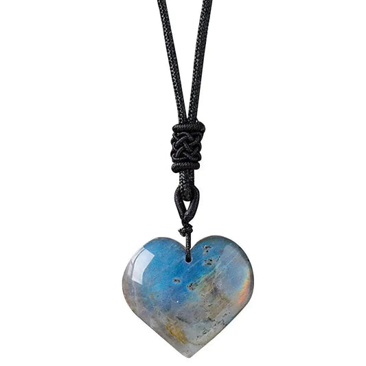 Natural Labradorite Heart-Shaped Pendant