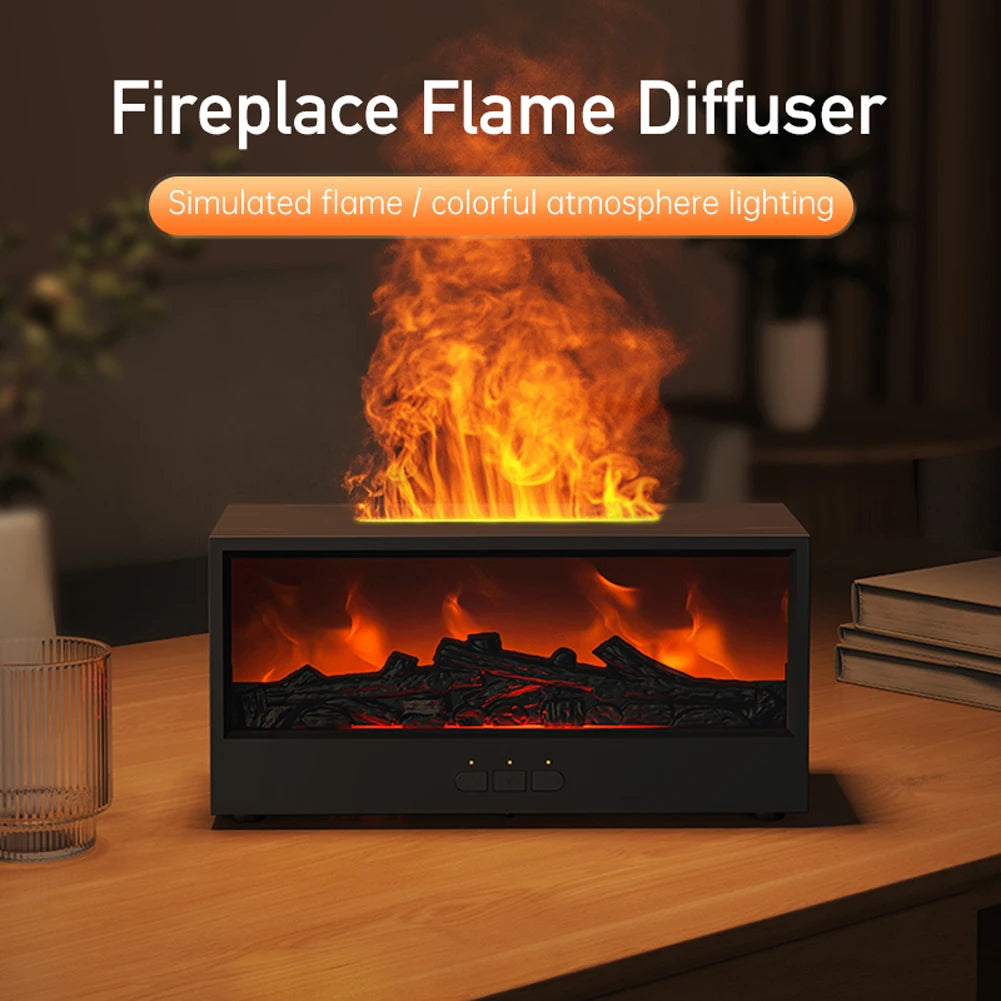 Creative Fireplace Air Humidifier Waterless Auto-Off Aroma Essential Oil Diffuser with Remote & Realistic Fireplace Night Light