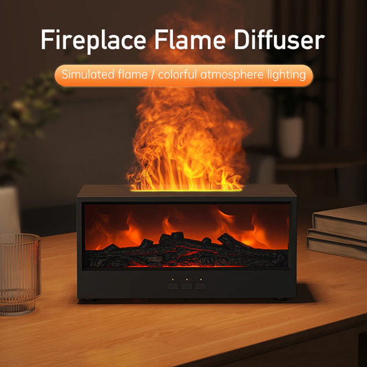 Creative Fireplace Air Humidifier Waterless Auto-Off Aroma Essential Oil Diffuser with Remote & Realistic Fireplace Night Light