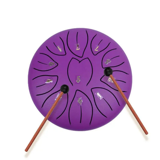 Portable 6-Inch Rain Drum Instrument with 11 Notes – Ethereal Steel Tongue Drum for Meditation and Music Education