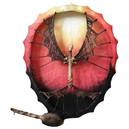 Shaman Drum with Dragon Totem Tree of Life – Handmade Siberian Drum for Sound Healing