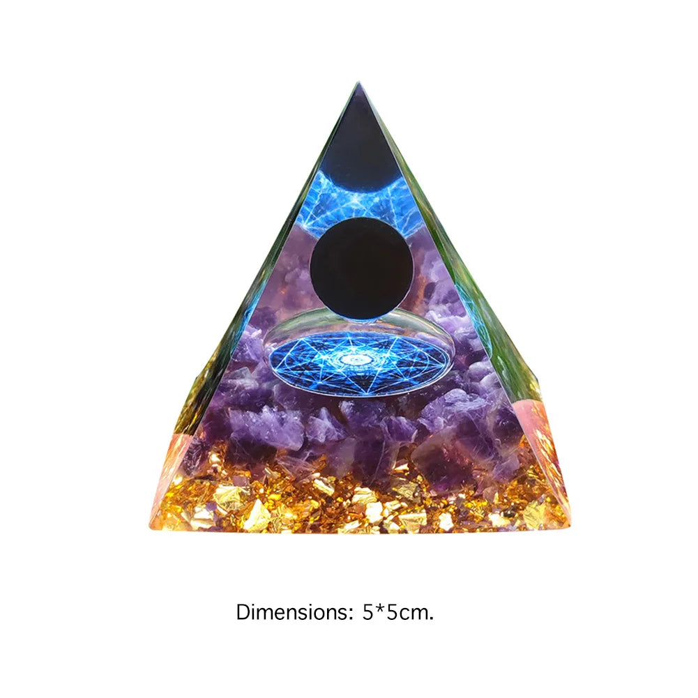 Natural Tiger Eye Orgonite Pyramid Healing Crystals Energy Generator Reiki Chakra Multiplier Orgone Amethyst Meditation Stone5X5